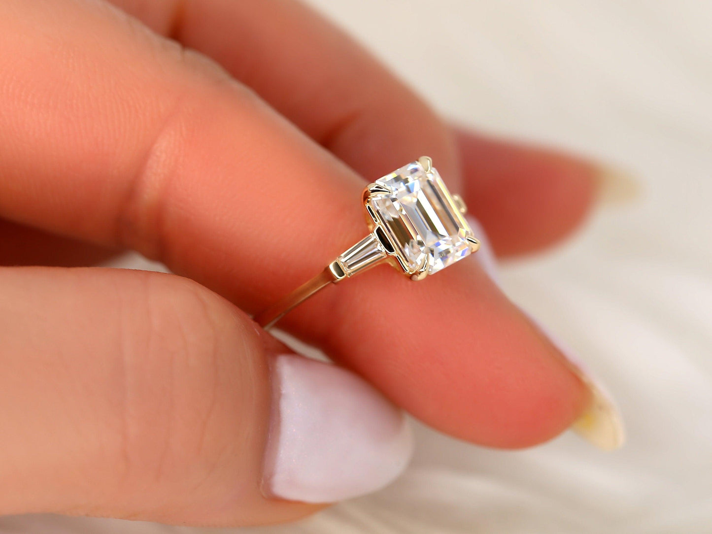 2 CT Emerald Pave Moissanite Engagement Ring