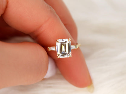 2 CT Emerald Pave Moissanite Engagement Ring