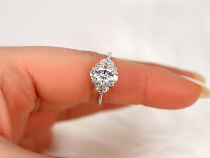 2 CT Emerald Pave Moissanite Engagement Ring