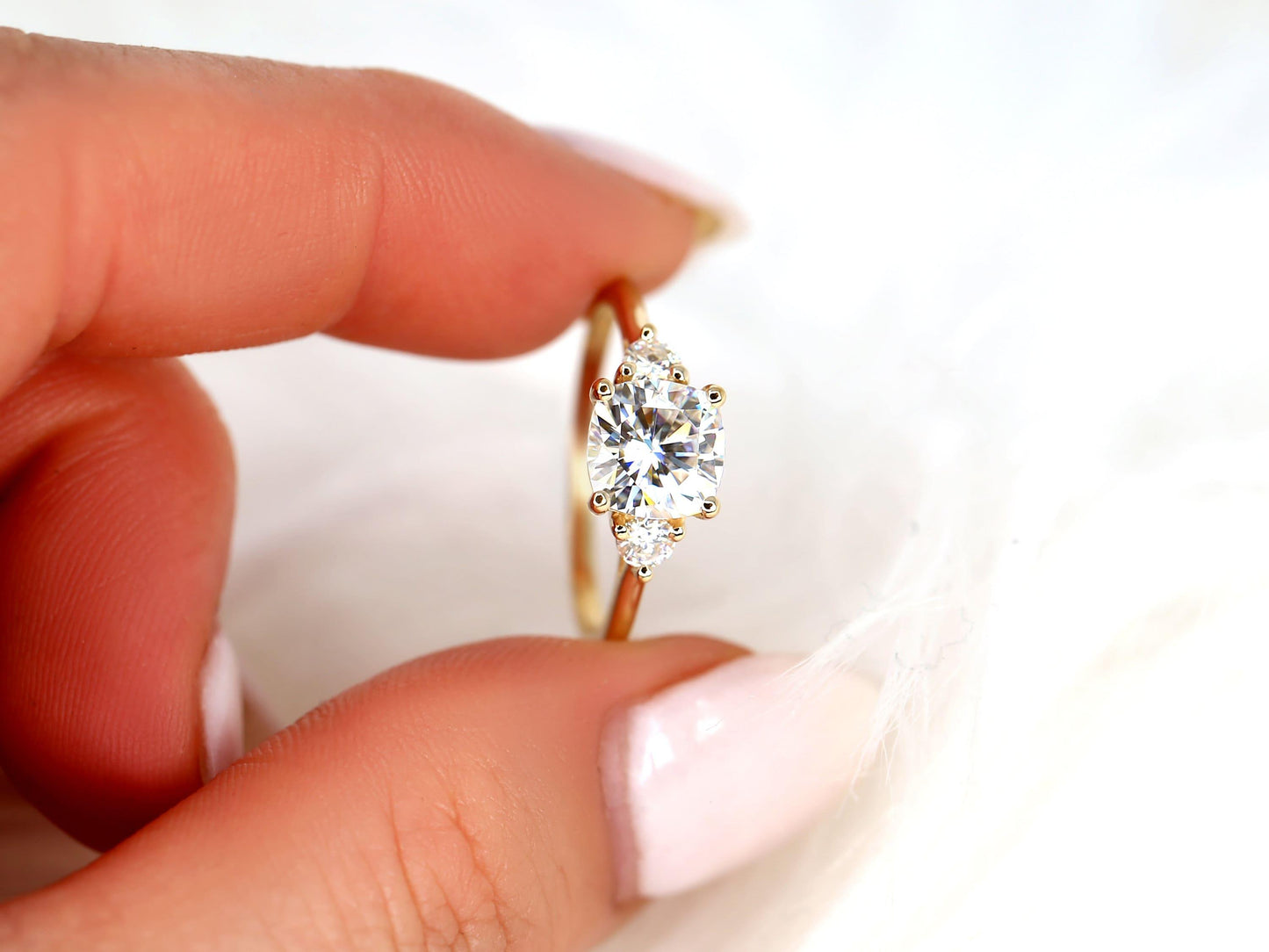 2 CT Emerald Pave Moissanite Engagement Ring