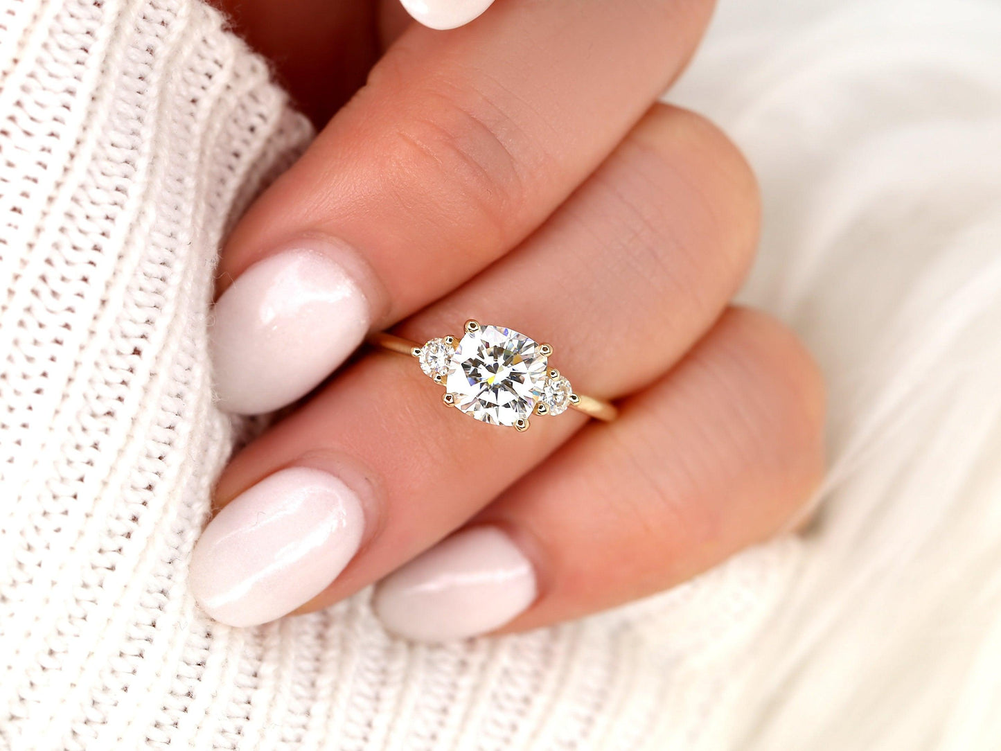 2 CT Emerald Pave Moissanite Engagement Ring