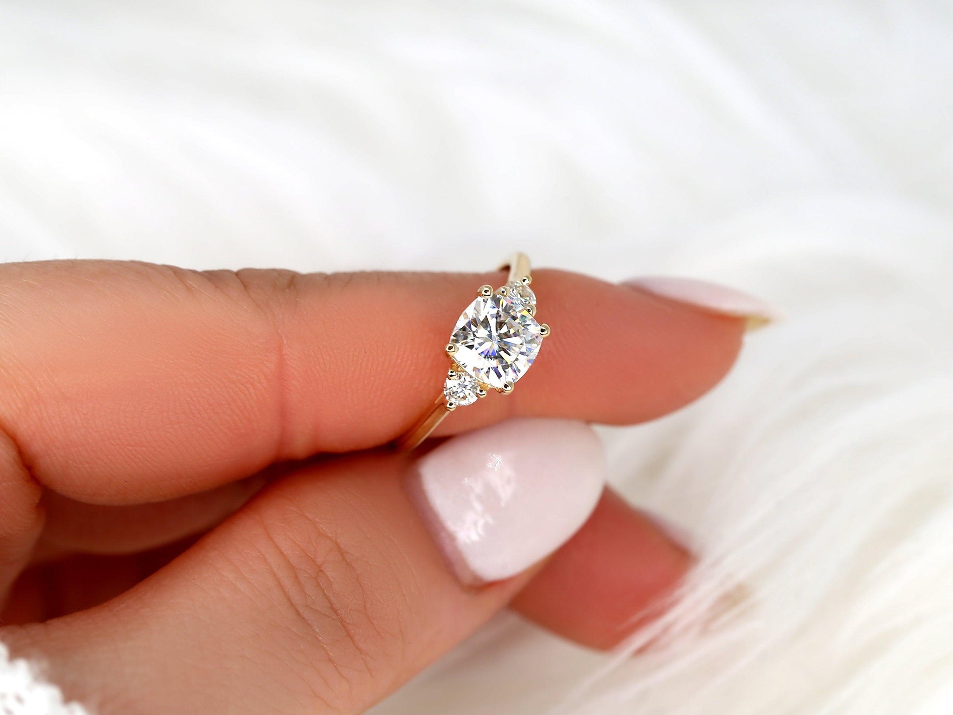 2 CT Emerald Pave Moissanite Engagement Ring