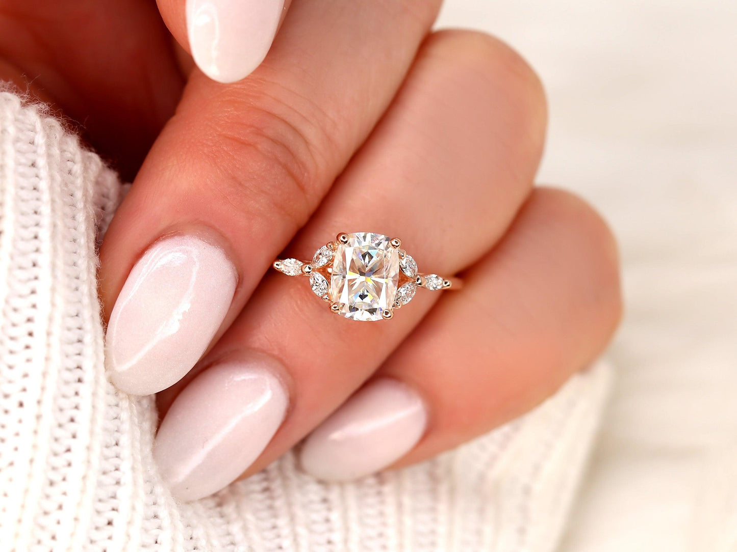2 CT Emerald Pave Moissanite Engagement Ring
