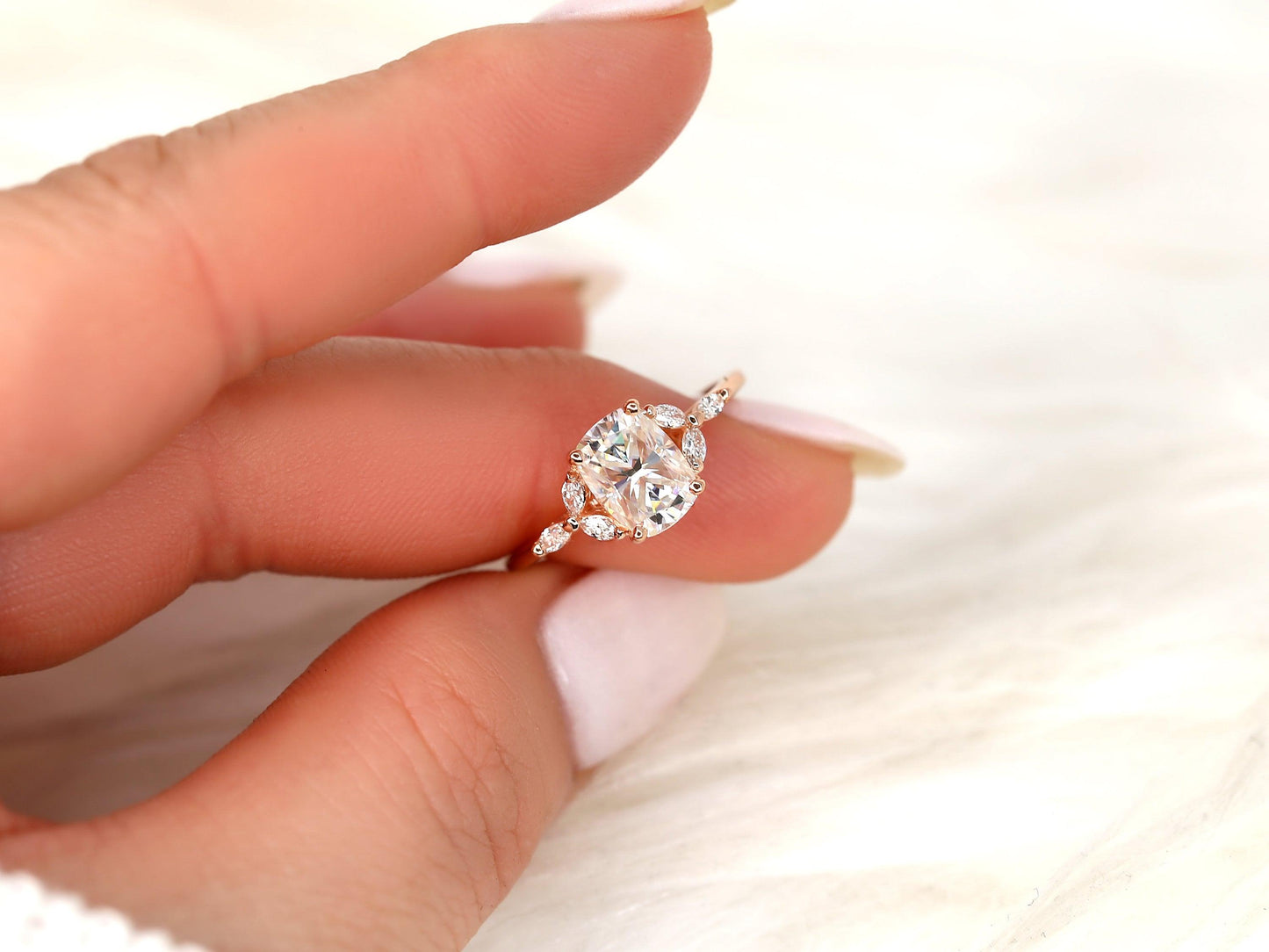 2 CT Emerald Pave Moissanite Engagement Ring