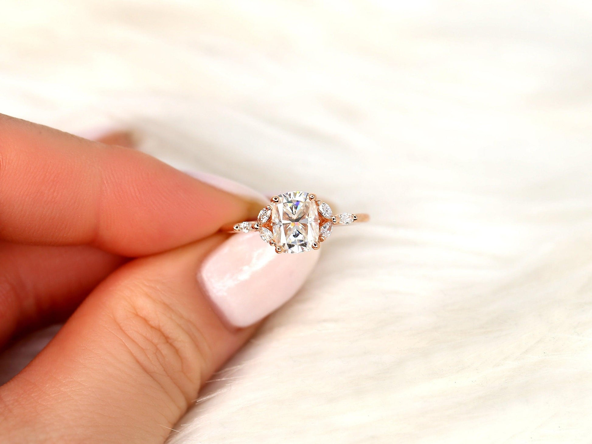 2 CT Emerald Pave Moissanite Engagement Ring