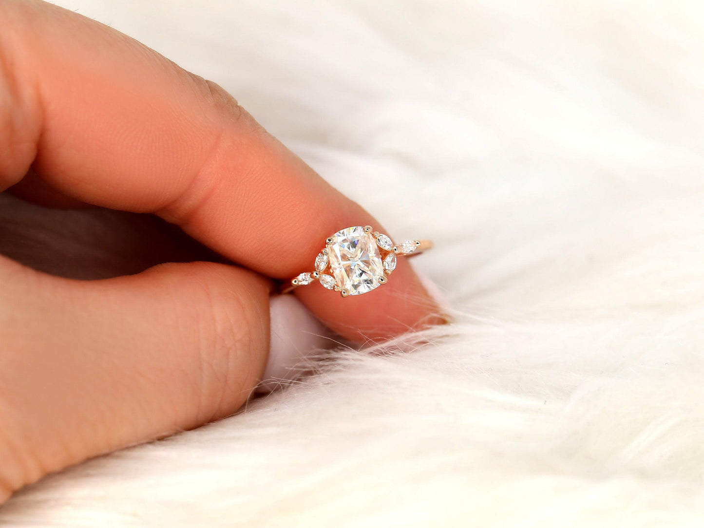 2 CT Emerald Pave Moissanite Engagement Ring