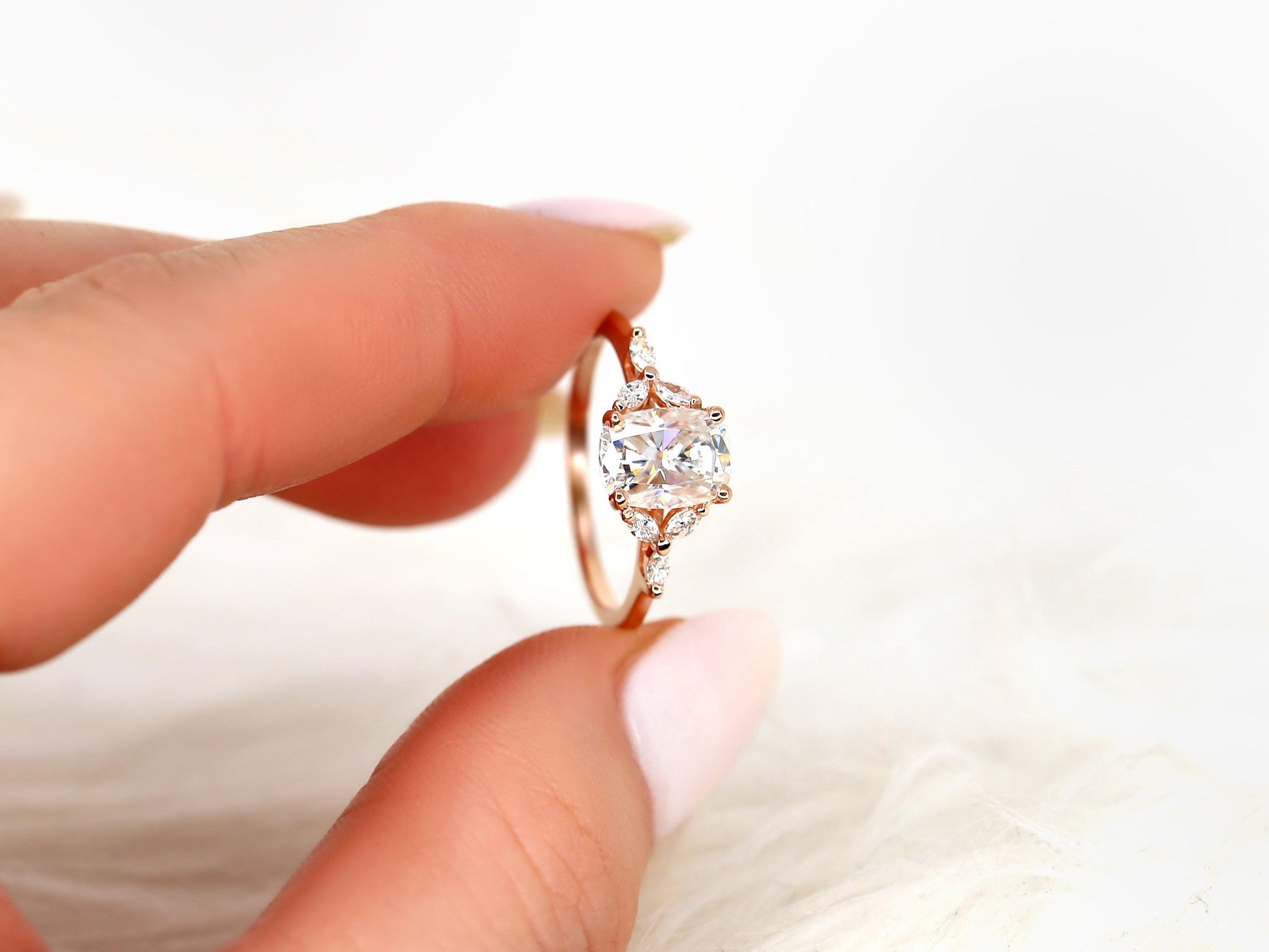 2 CT Emerald Pave Moissanite Engagement Ring