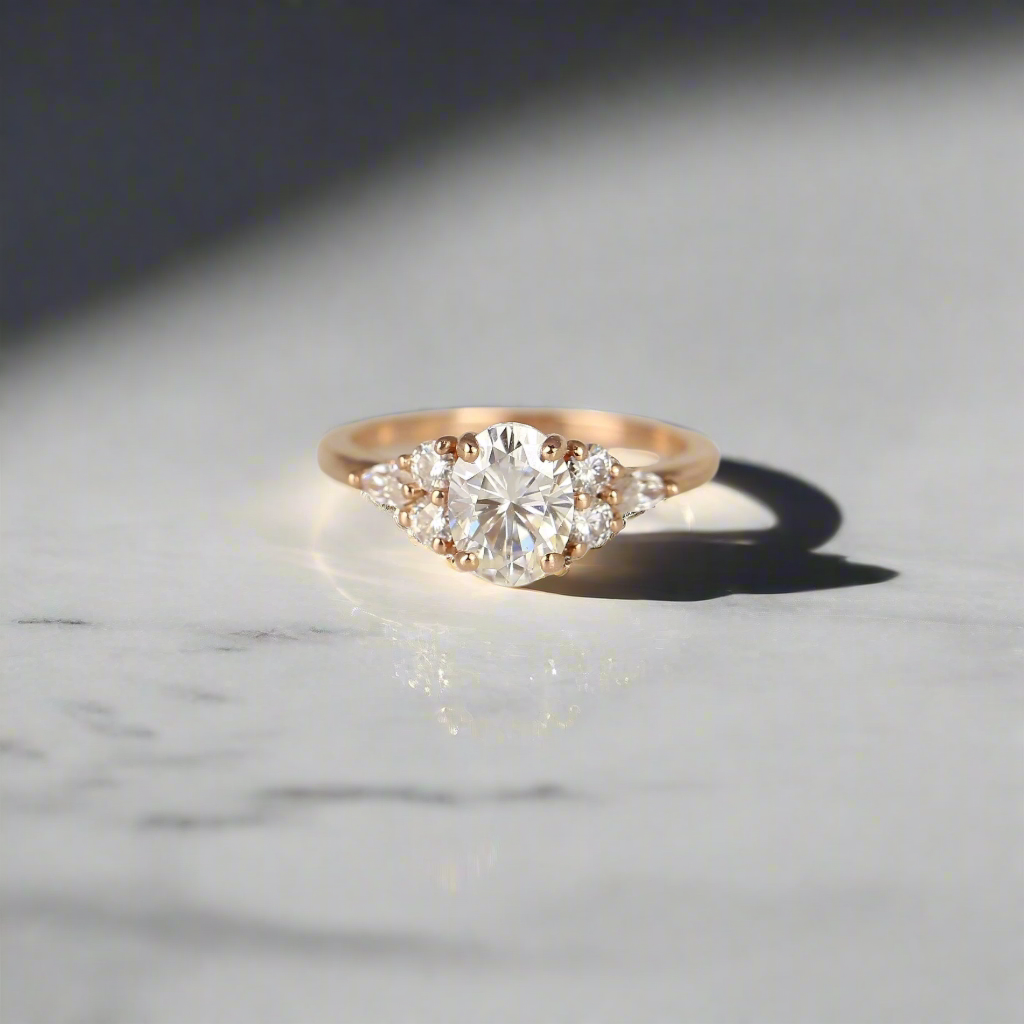 2 CT Emerald Pave Moissanite Engagement Ring