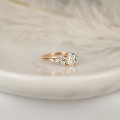 2 CT Emerald Pave Moissanite Engagement Ring