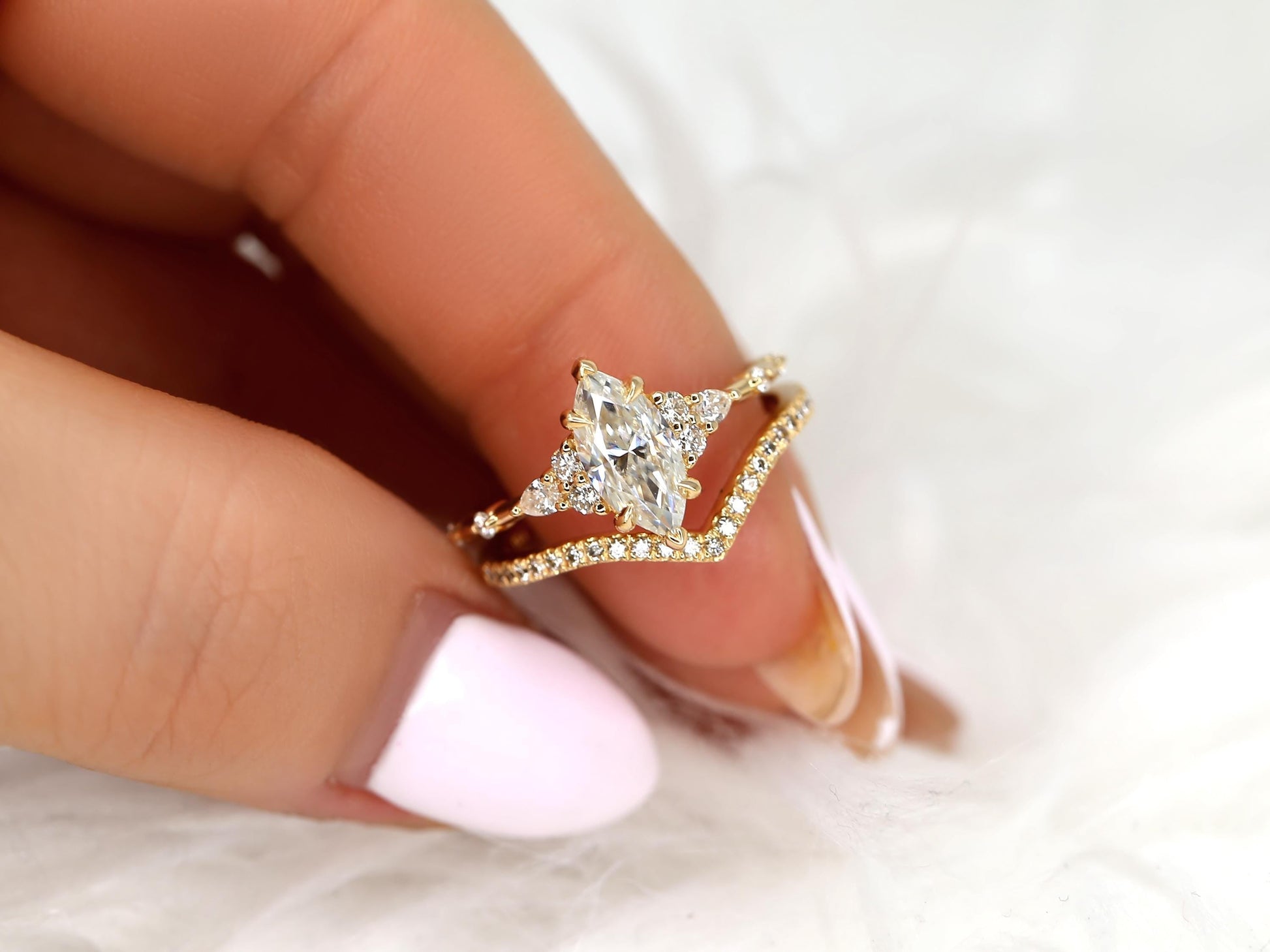 3.0 CT Elongated Cushion Solitaire Moissanite Diamond Bridal Ring Set