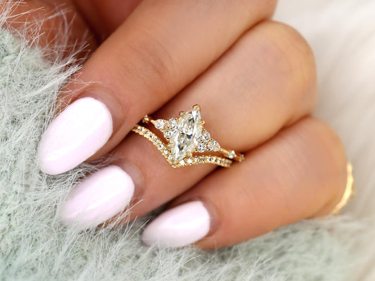 3.0 CT Elongated Cushion Solitaire Moissanite Diamond Bridal Ring Set