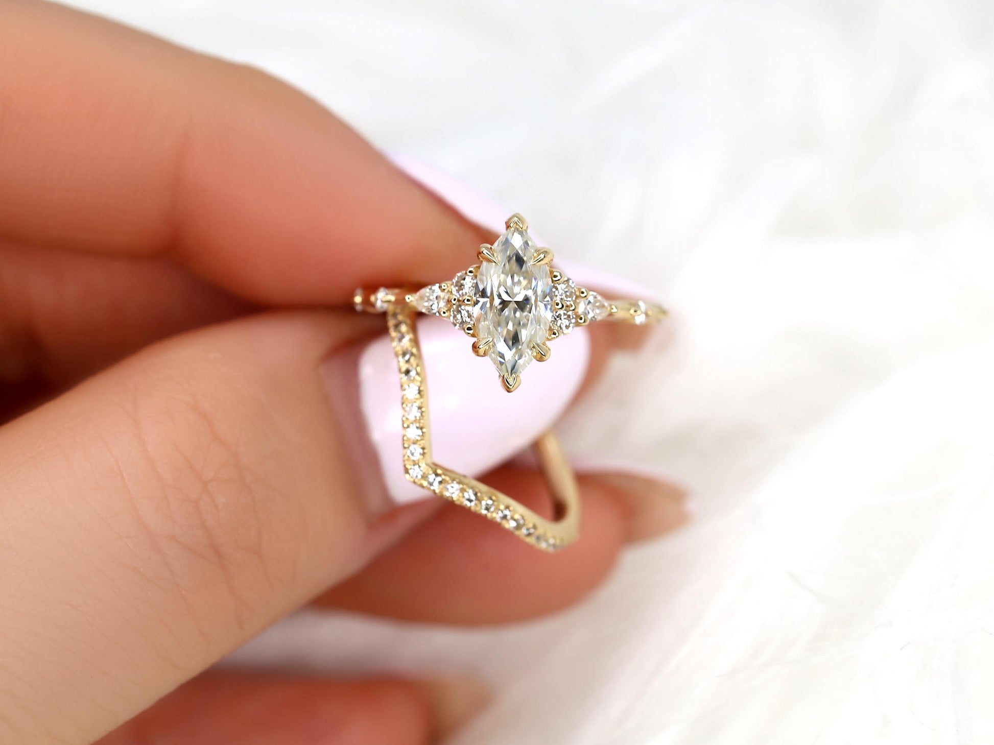3.0 CT Elongated Cushion Solitaire Moissanite Diamond Bridal Ring Set