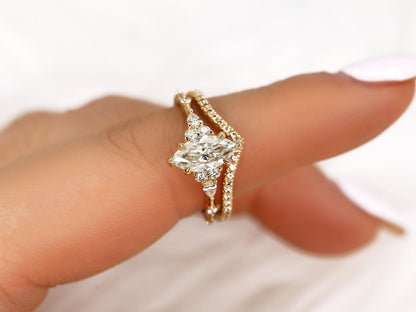 3.0 CT Elongated Cushion Solitaire Moissanite Diamond Bridal Ring Set
