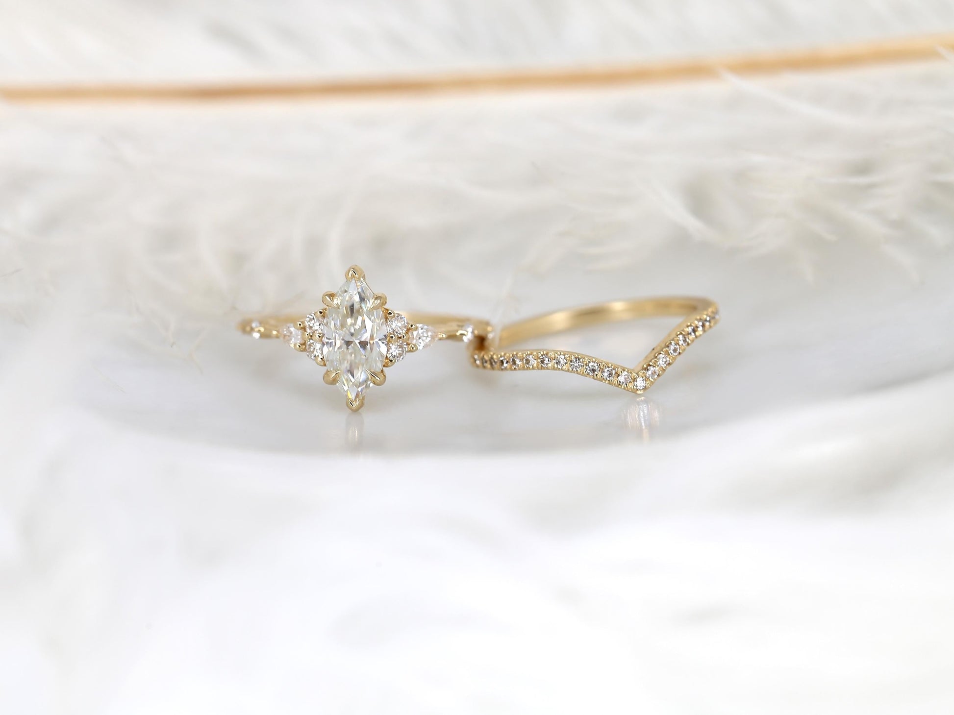 3.0 CT Elongated Cushion Solitaire Moissanite Diamond Bridal Ring Set