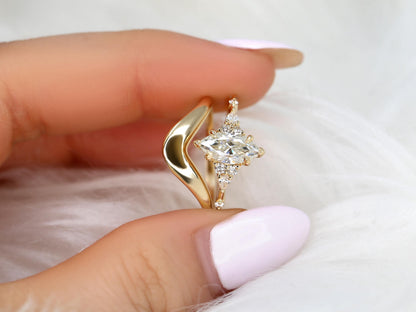 3.0 CT Elongated Cushion Solitaire Moissanite Diamond Bridal Ring Set