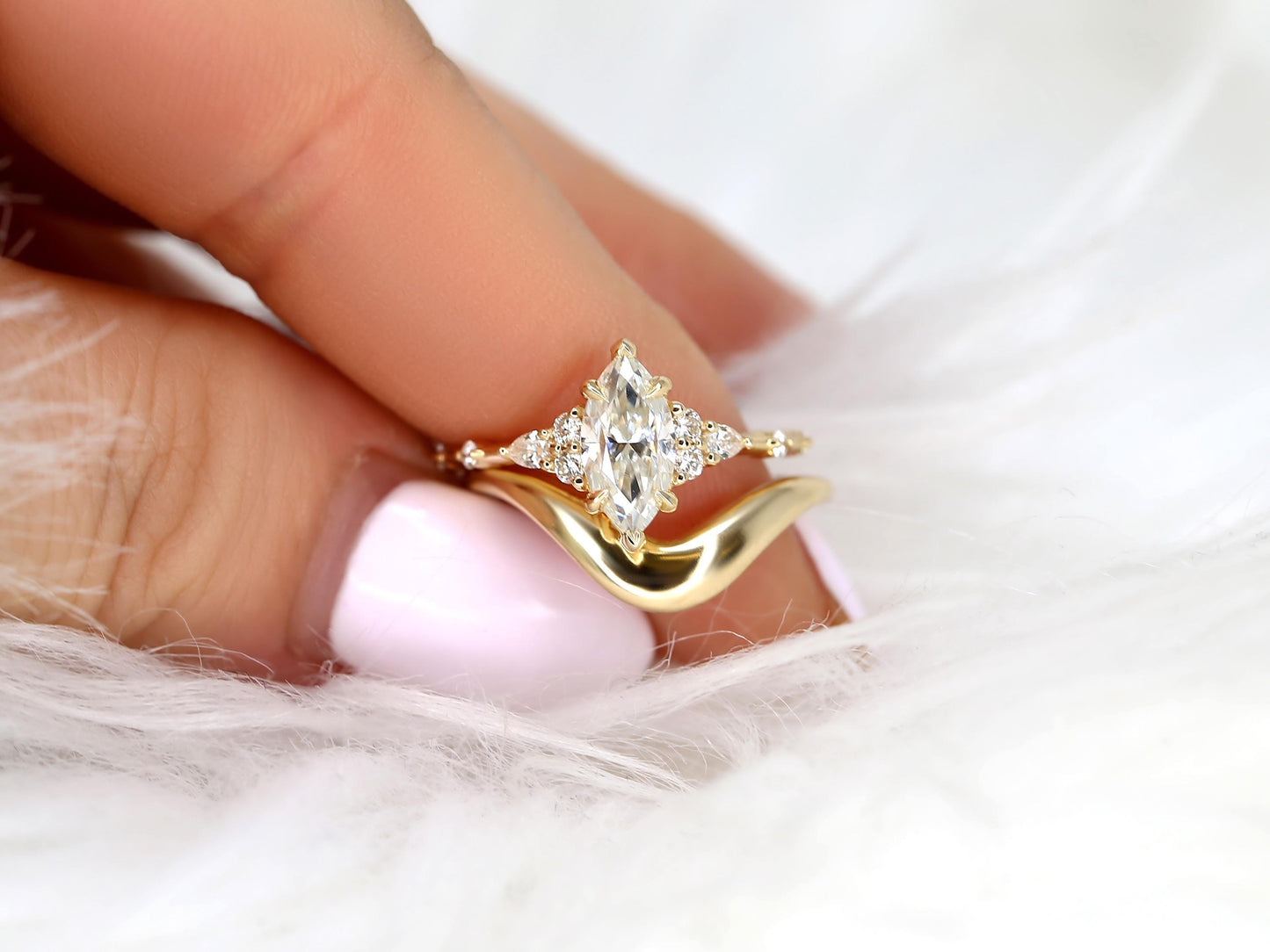 3.0 CT Elongated Cushion Solitaire Moissanite Diamond Bridal Ring Set
