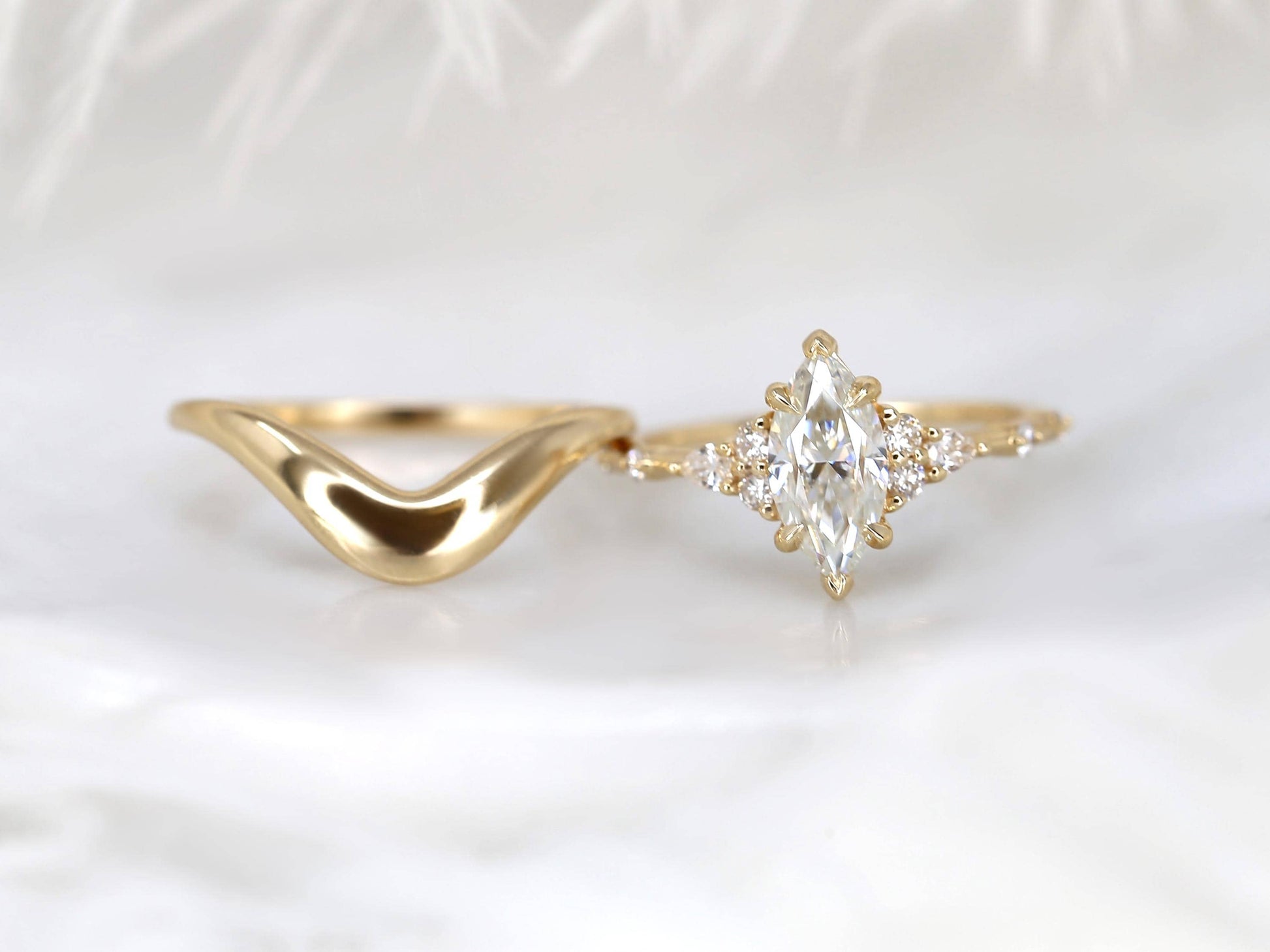 3.0 CT Elongated Cushion Solitaire Moissanite Diamond Bridal Ring Set