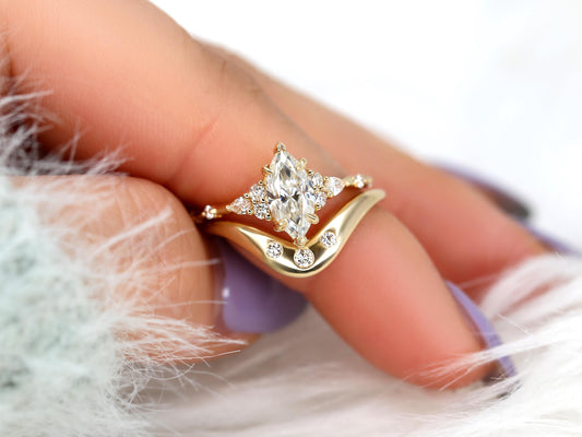 3.0 CT Elongated Cushion Solitaire Moissanite Diamond Bridal Ring Set