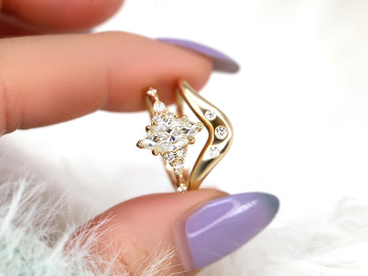 3.0 CT Elongated Cushion Solitaire Moissanite Diamond Bridal Ring Set