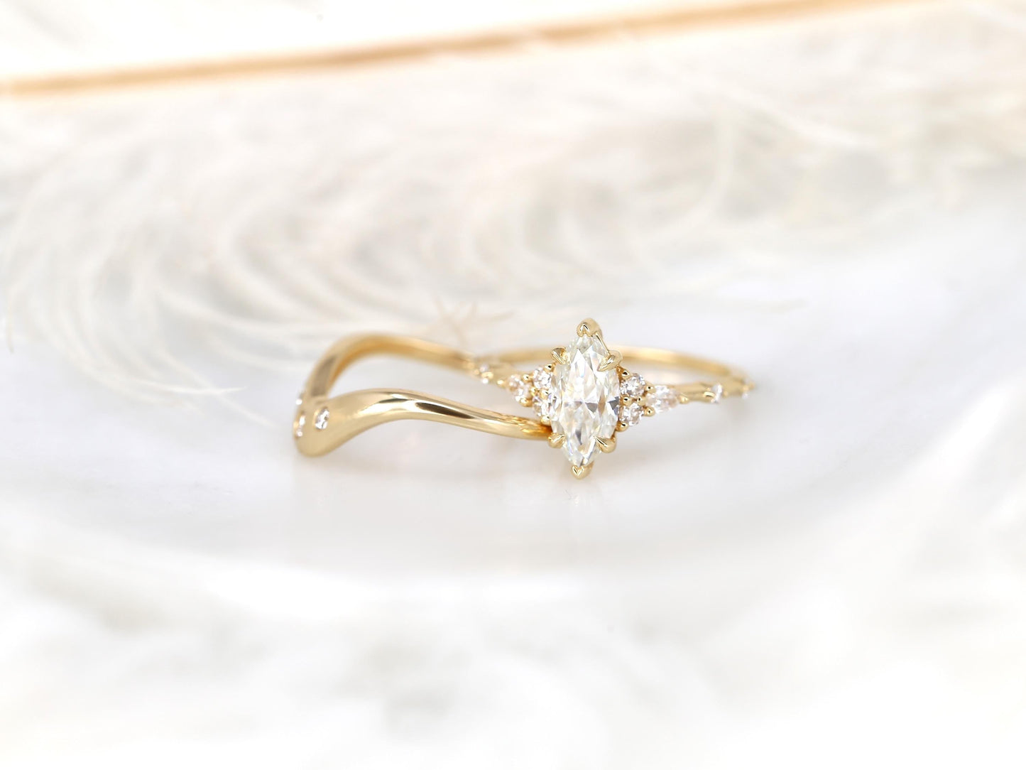 3.0 CT Elongated Cushion Solitaire Moissanite Diamond Bridal Ring Set