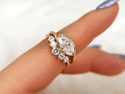 3.0 CT Elongated Cushion Solitaire Moissanite Diamond Bridal Ring Set