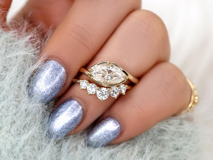 3.0 CT Elongated Cushion Solitaire Moissanite Diamond Bridal Ring Set