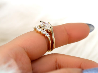 3.0 CT Elongated Cushion Solitaire Moissanite Diamond Bridal Ring Set
