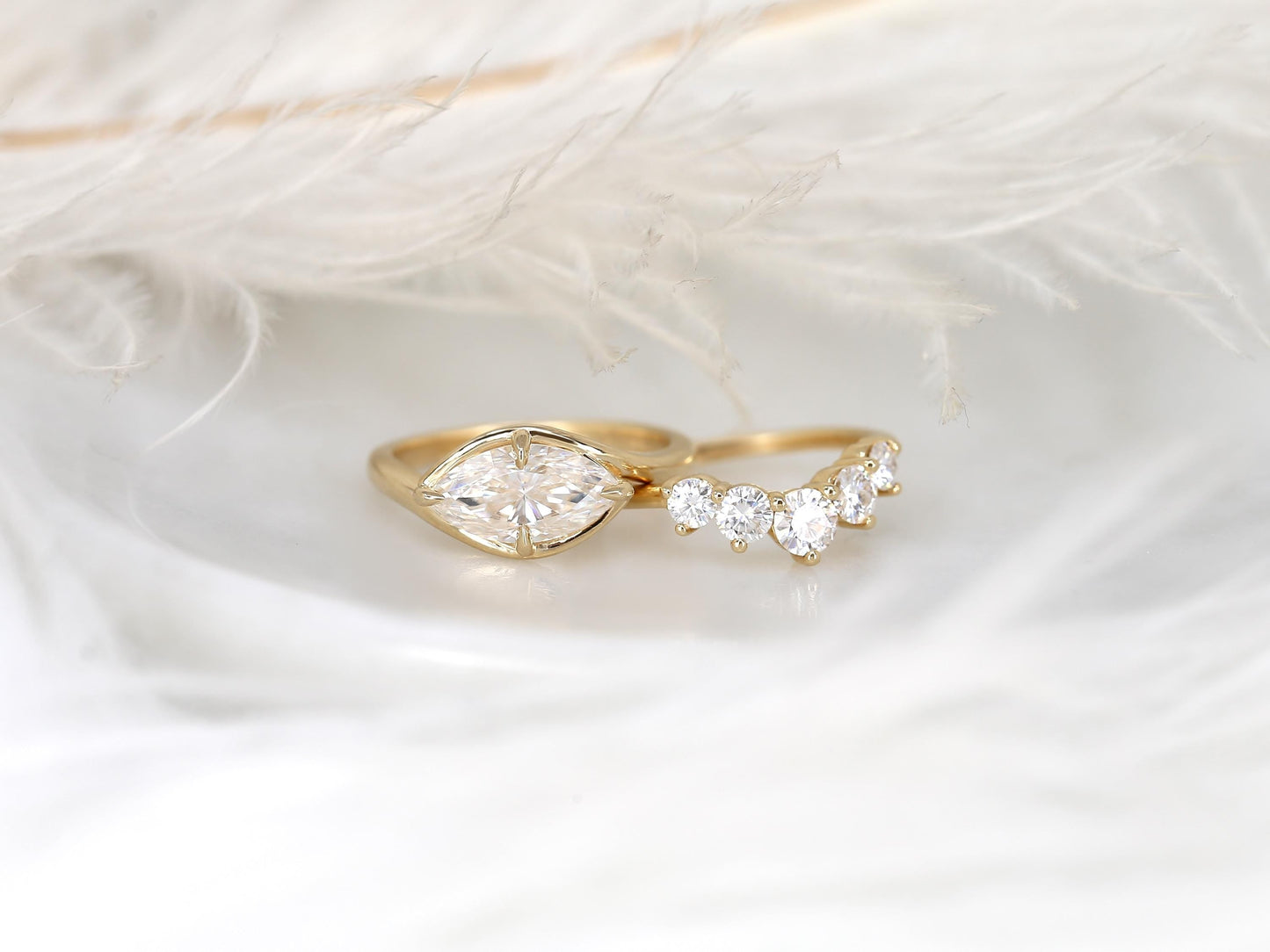 3.0 CT Elongated Cushion Solitaire Moissanite Diamond Bridal Ring Set