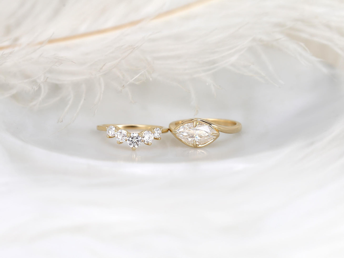 3.0 CT Elongated Cushion Solitaire Moissanite Diamond Bridal Ring Set