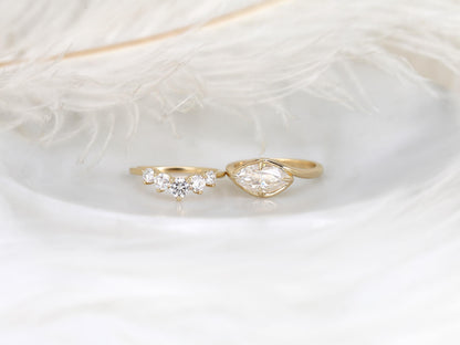 3.0 CT Elongated Cushion Solitaire Moissanite Diamond Bridal Ring Set