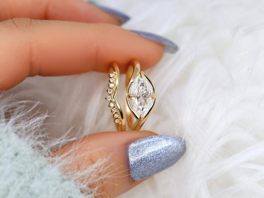 3.0 CT Elongated Cushion Solitaire Moissanite Diamond Bridal Ring Set