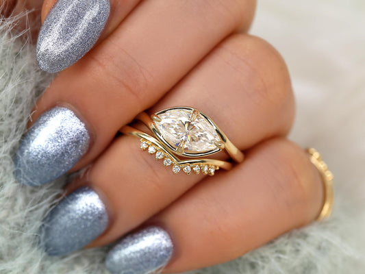 3.0 CT Elongated Cushion Solitaire Moissanite Diamond Bridal Ring Set