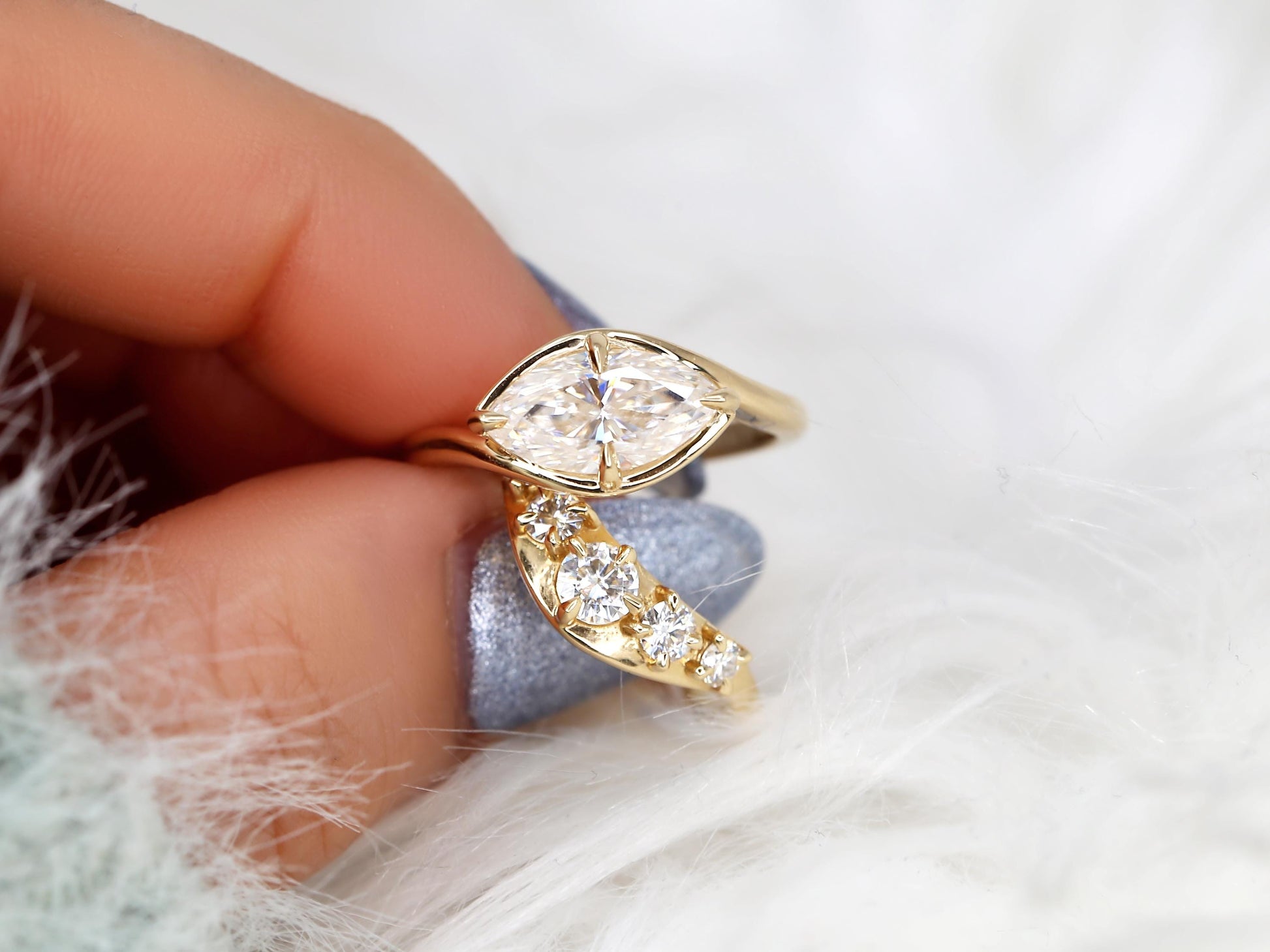 3.0 CT Elongated Cushion Solitaire Moissanite Diamond Bridal Ring Set