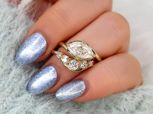 3.0 CT Elongated Cushion Solitaire Moissanite Diamond Bridal Ring Set