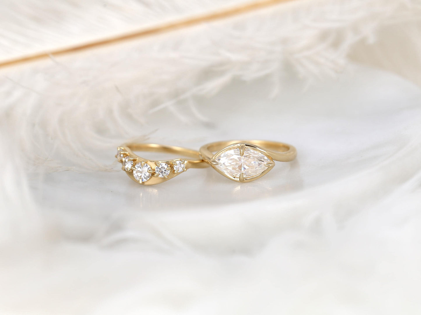 3.0 CT Elongated Cushion Solitaire Moissanite Diamond Bridal Ring Set