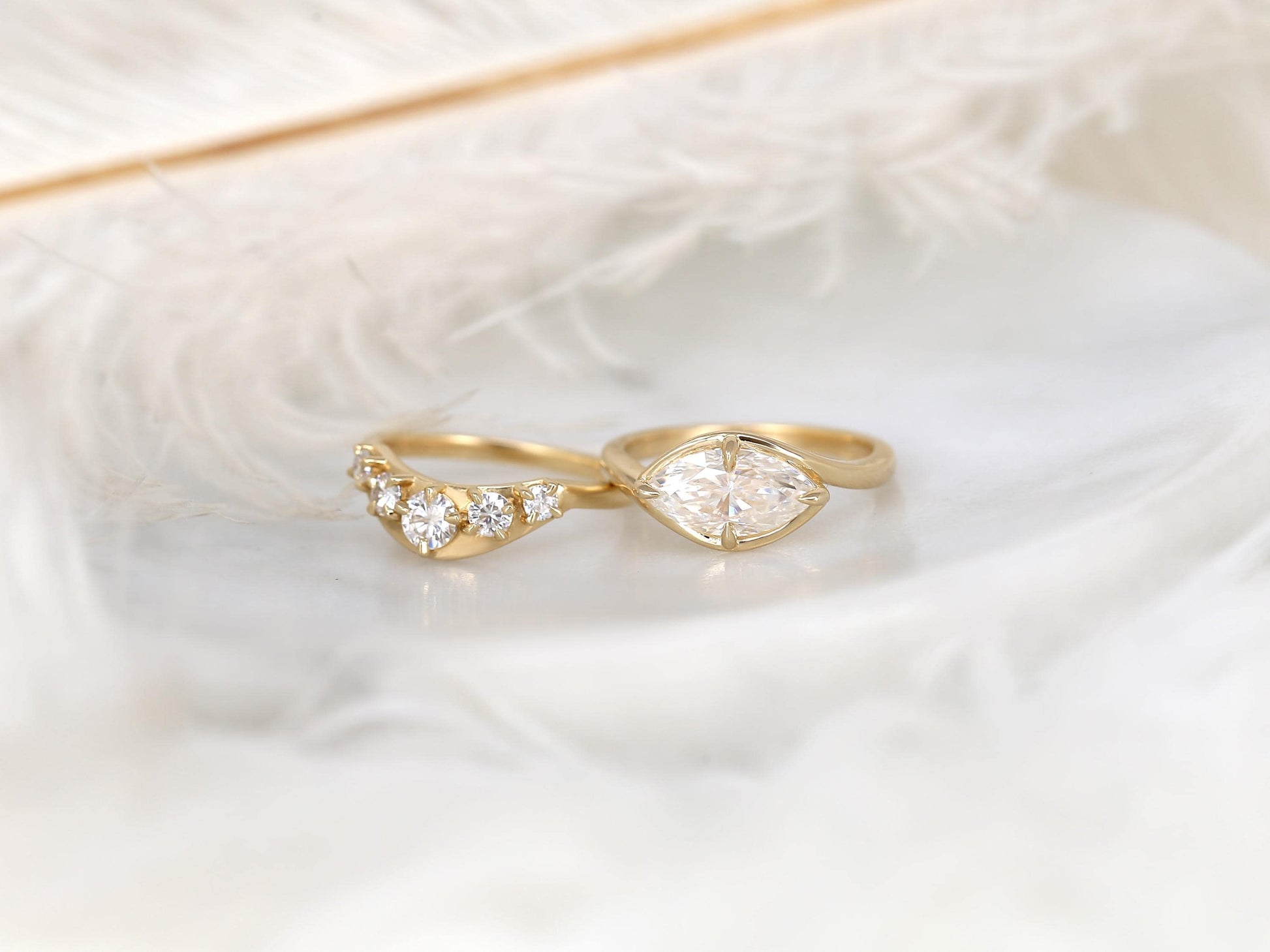 3.0 CT Elongated Cushion Solitaire Moissanite Diamond Bridal Ring Set