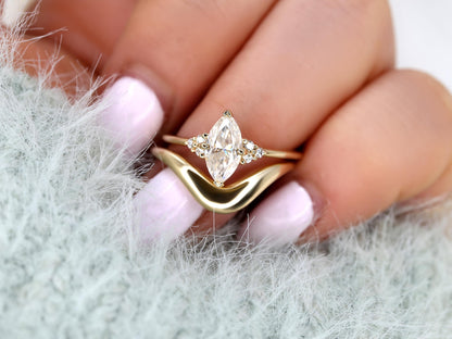3.0 CT Elongated Cushion Solitaire Moissanite Diamond Bridal Ring Set