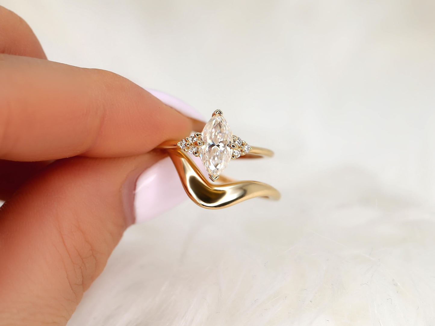 3.0 CT Elongated Cushion Solitaire Moissanite Diamond Bridal Ring Set