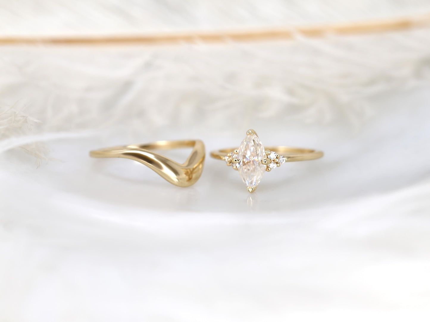 3.0 CT Elongated Cushion Solitaire Moissanite Diamond Bridal Ring Set