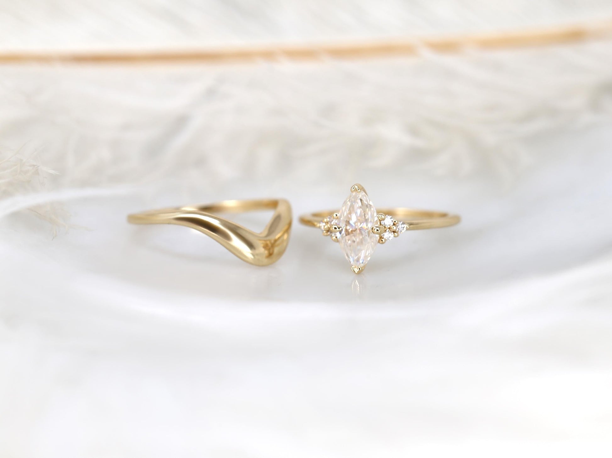 3.0 CT Elongated Cushion Solitaire Moissanite Diamond Bridal Ring Set