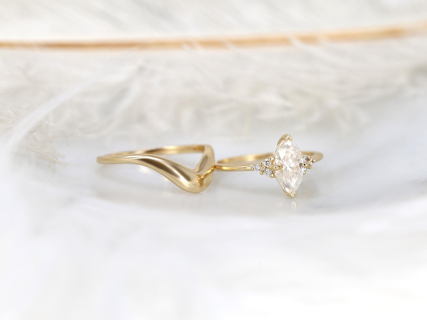 3.0 CT Elongated Cushion Solitaire Moissanite Diamond Bridal Ring Set