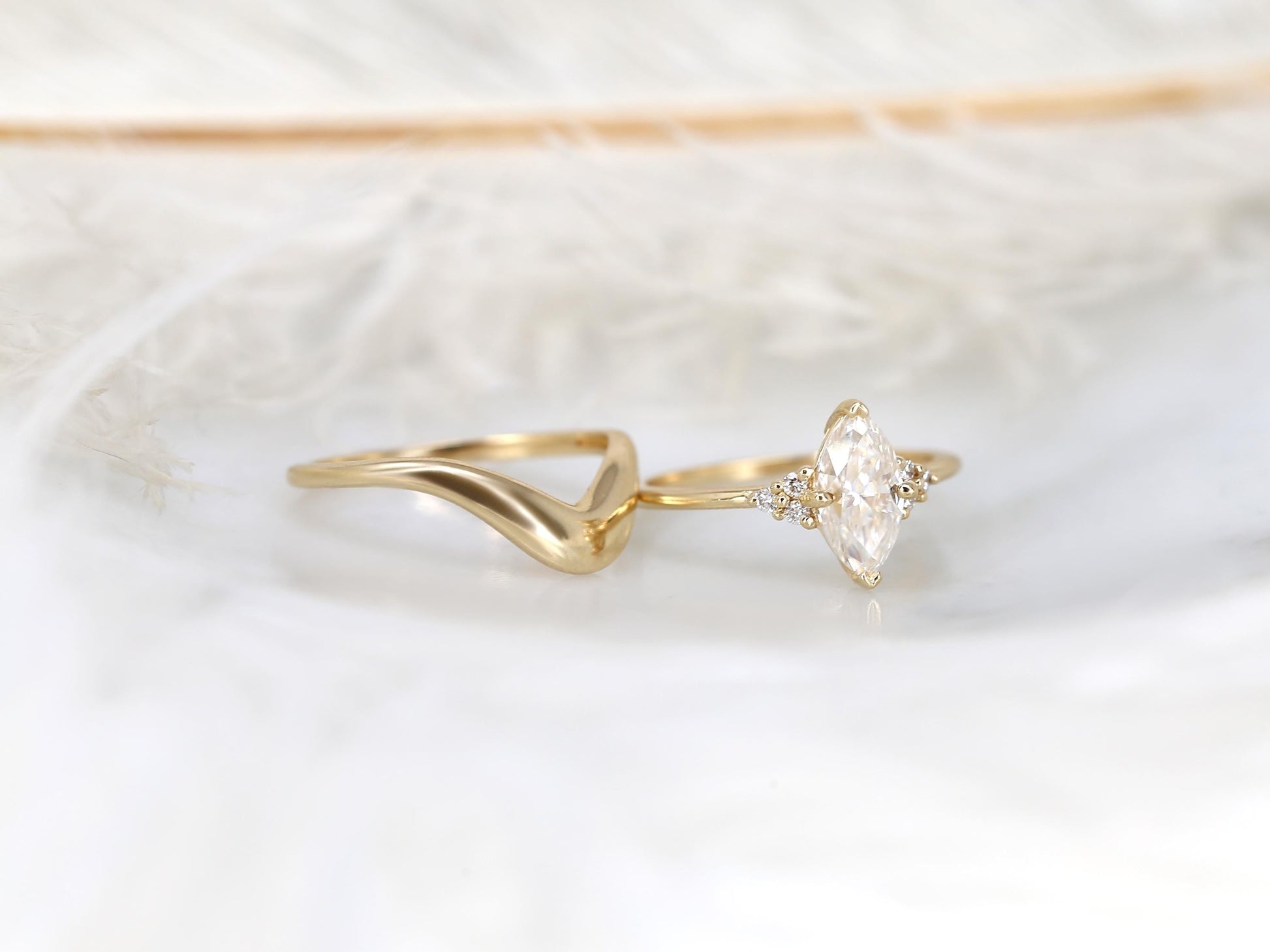 3.0 CT Elongated Cushion Solitaire Moissanite Diamond Bridal Ring Set