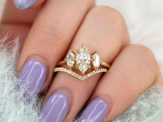 3.0 CT Elongated Cushion Solitaire Moissanite Diamond Bridal Ring Set