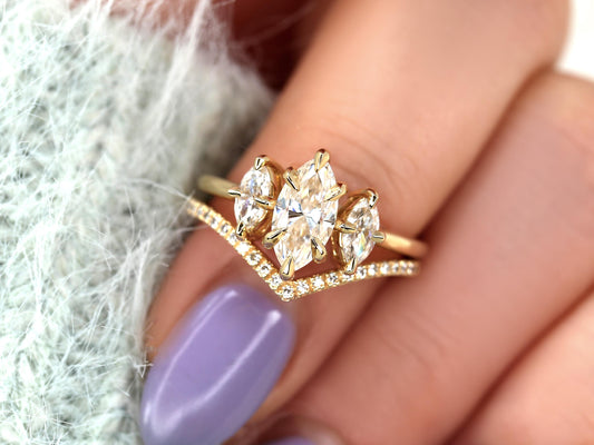 3.0 CT Elongated Cushion Solitaire Moissanite Diamond Bridal Ring Set