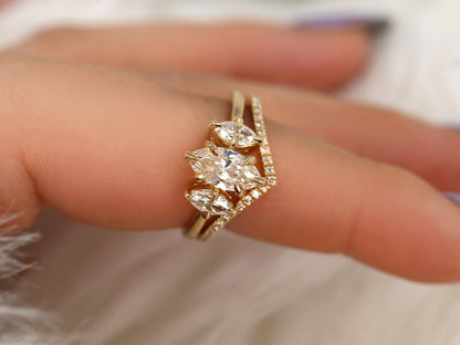 3.0 CT Elongated Cushion Solitaire Moissanite Diamond Bridal Ring Set