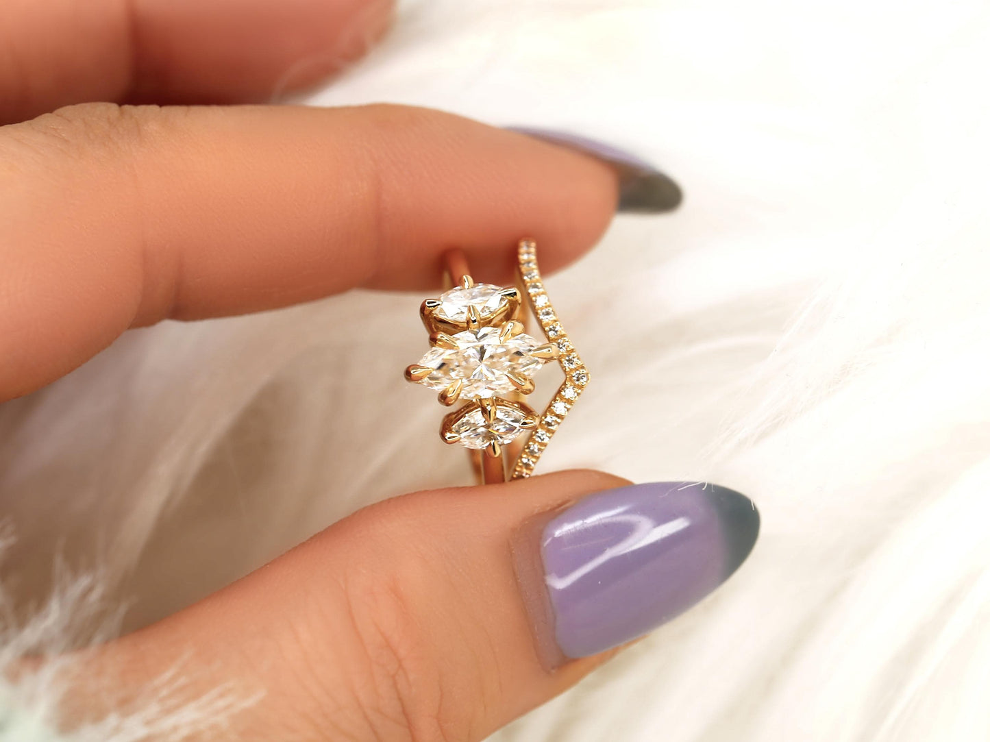 3.0 CT Elongated Cushion Solitaire Moissanite Diamond Bridal Ring Set