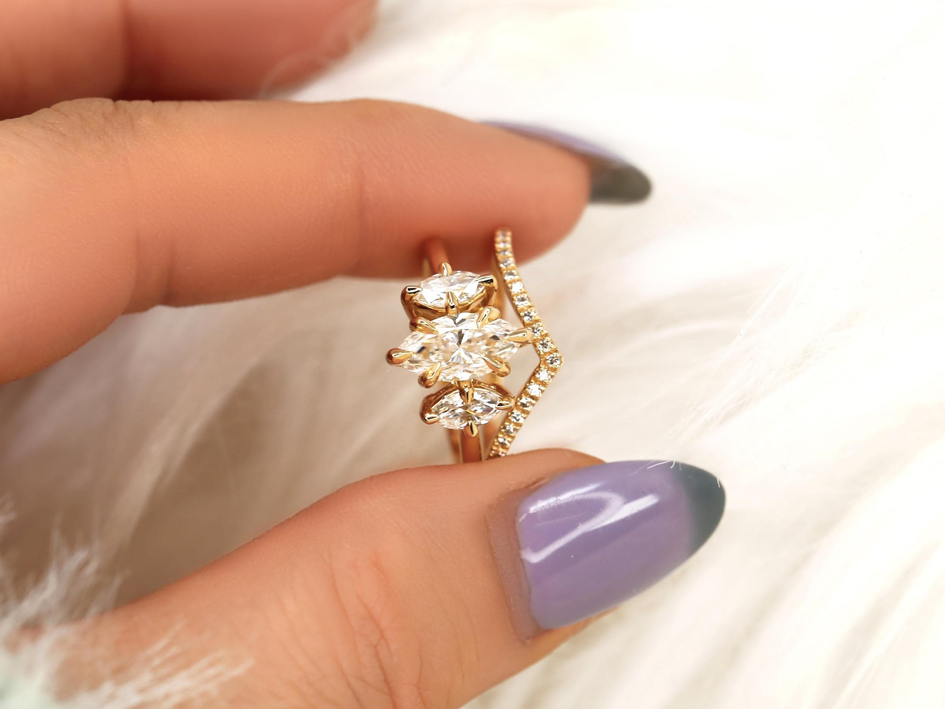 3.0 CT Elongated Cushion Solitaire Moissanite Diamond Bridal Ring Set