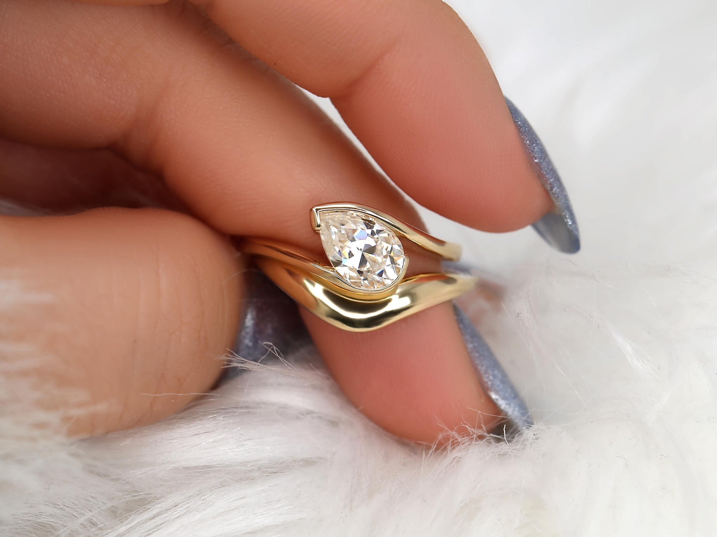 3.0 CT Elongated Cushion Solitaire Moissanite Diamond Bridal Ring Set