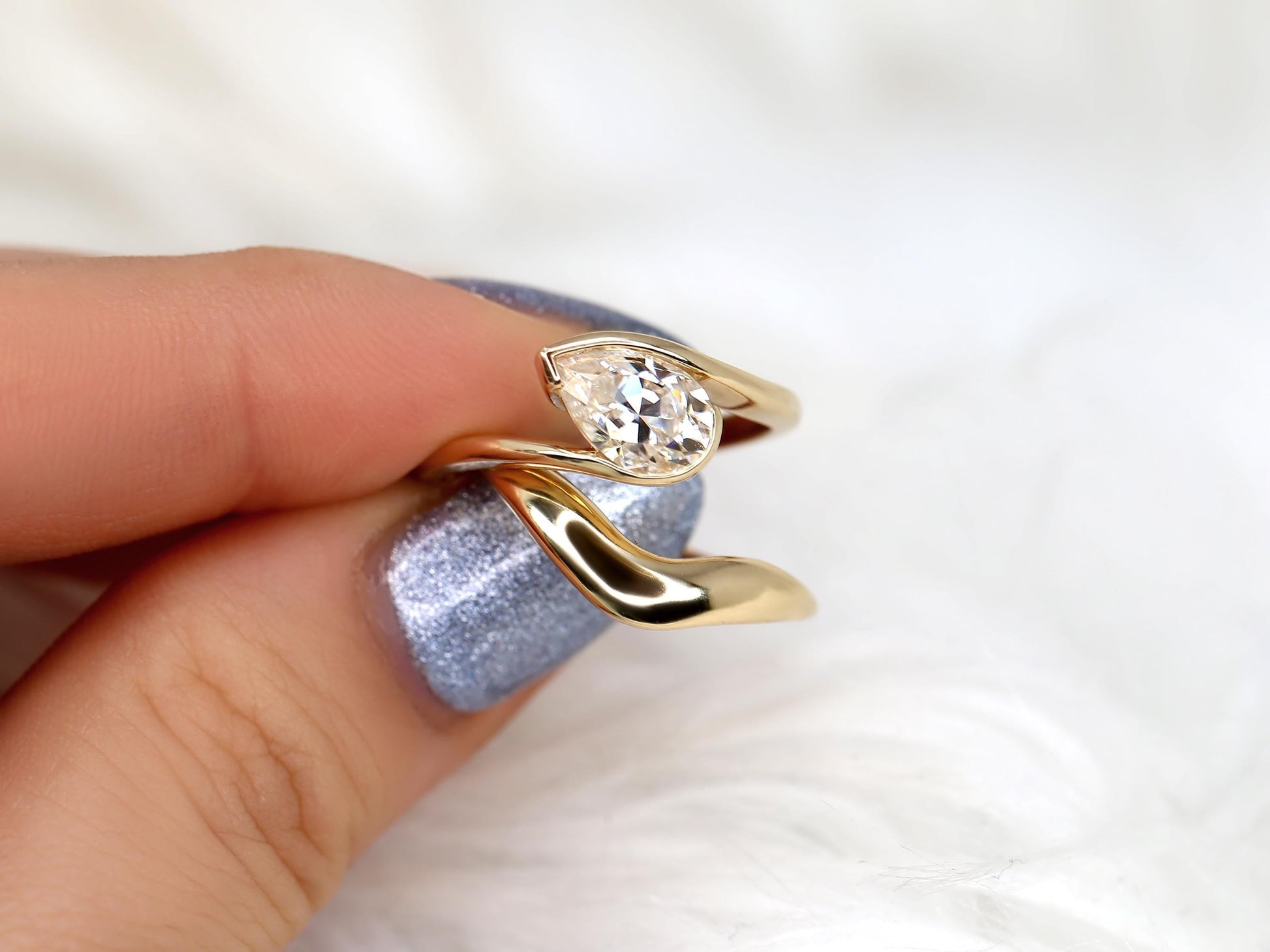 3.0 CT Elongated Cushion Solitaire Moissanite Diamond Bridal Ring Set