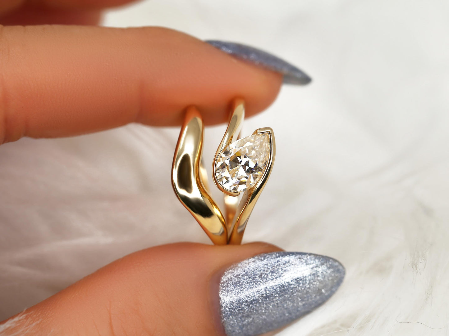 3.0 CT Elongated Cushion Solitaire Moissanite Diamond Bridal Ring Set